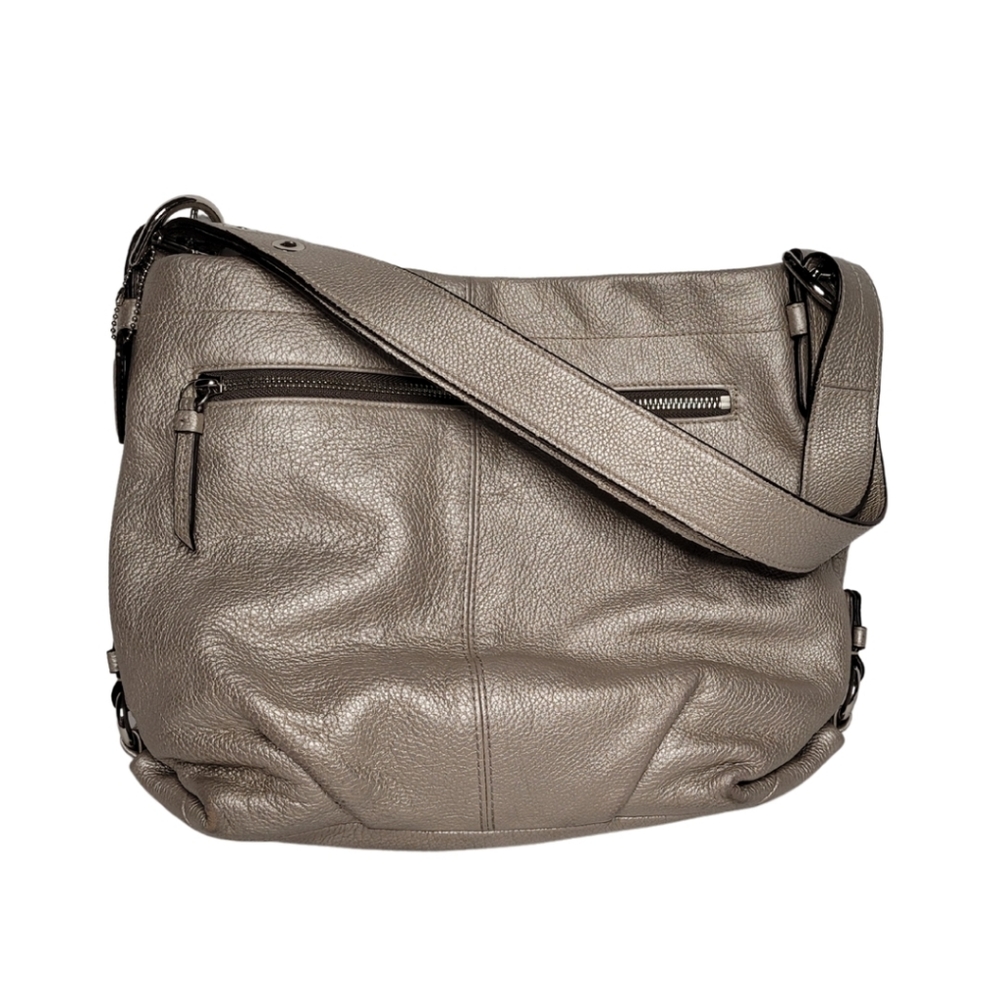Coach Duffle Shoulder Bag Silver Metallic